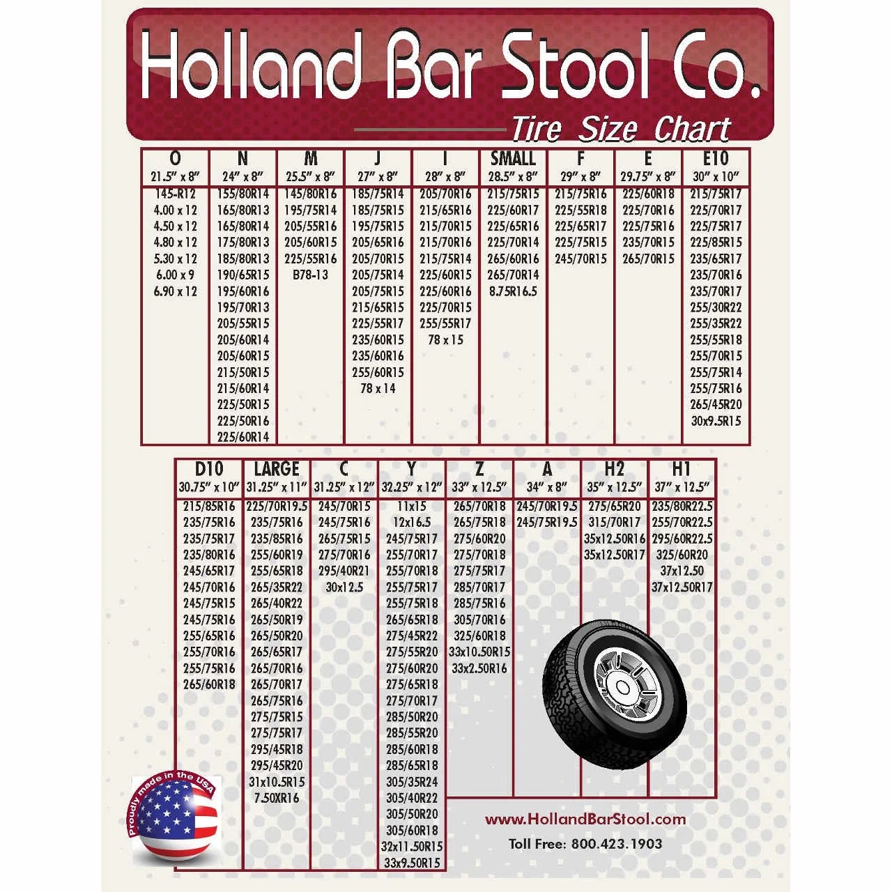 Holland Bar Stool 33 x 12.5 North Carolina State Tire Shade