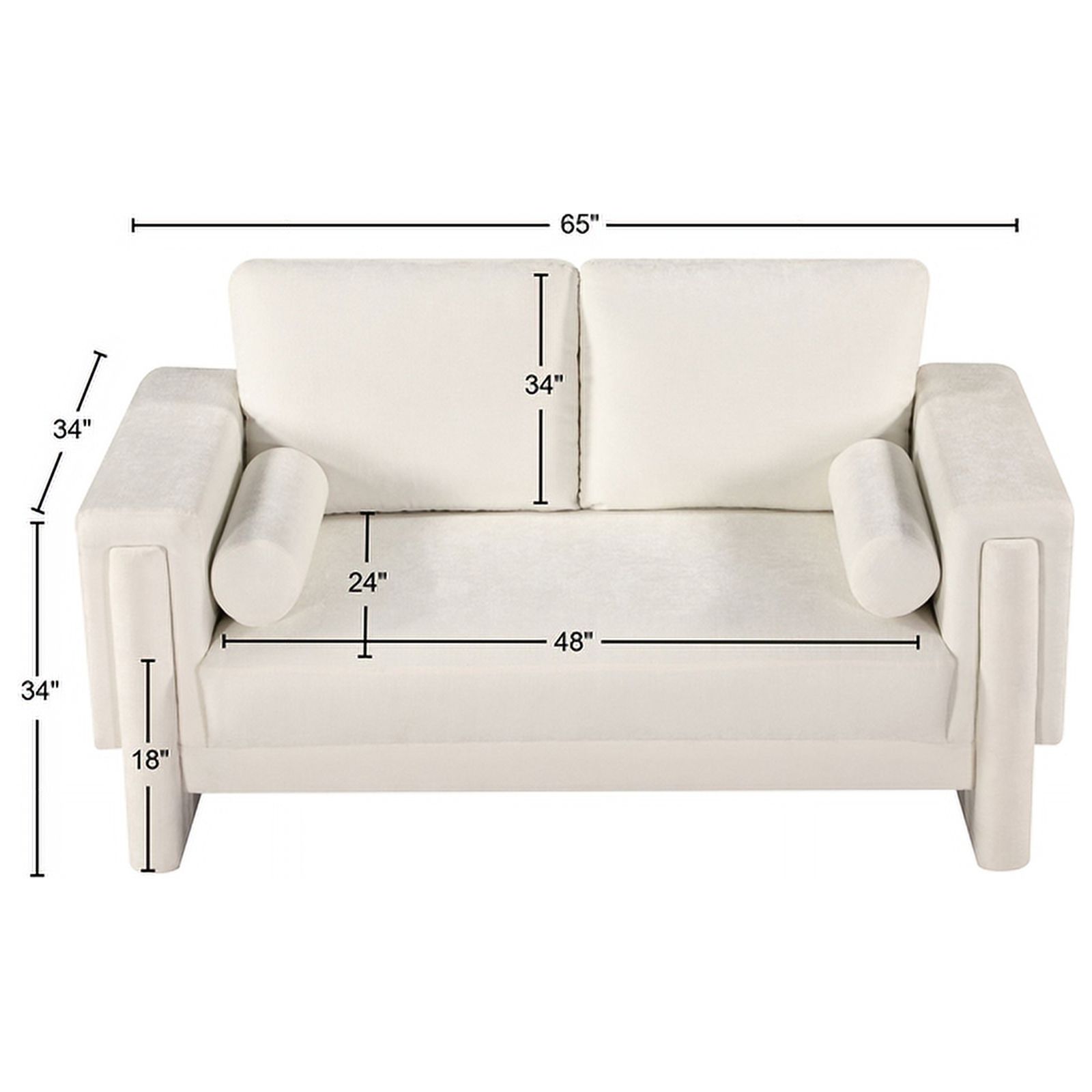 Meridian Furniture Madeline Cream Chenille Fabric Loveseat