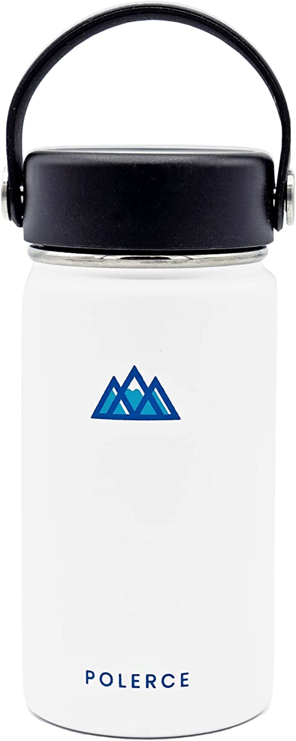 Vacuum Insulated Bottle with 3 Lids - Stainless Steel Thermally Insulated Flask - by Polerce (12 Oz, White)