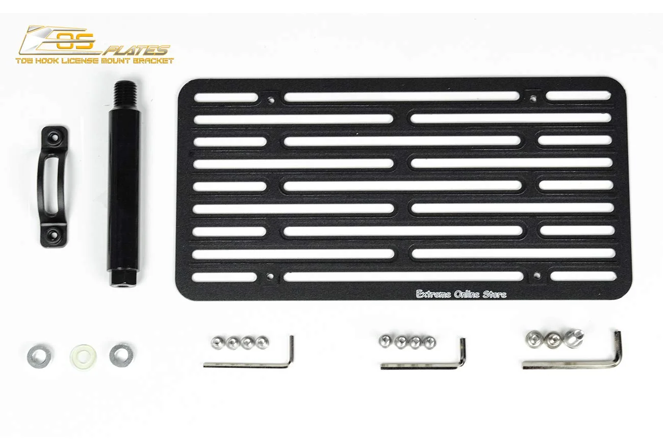 Extreme Online Store Replacement for 2011-16 Mini Cooper R60 Countryman | EOS Plate Version 2 Full Sized Front Bumper Tow Hook License Plate Relocator Mount Bracket