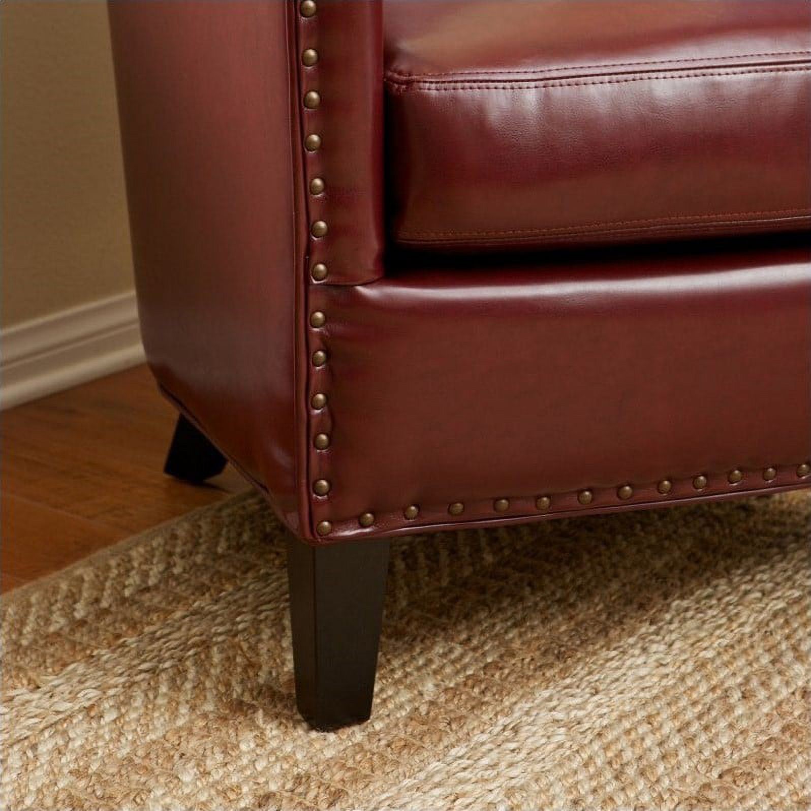 Noble House Jeremy Leather Club Chair in Red