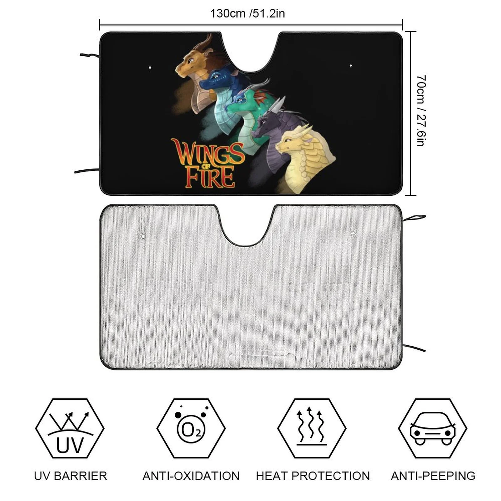 Dragonets Wings Of Fire WOF Car Windshield Sunshade Accessories Umbrella Foldable Reflective Sun Visor Front Window Cover Protector