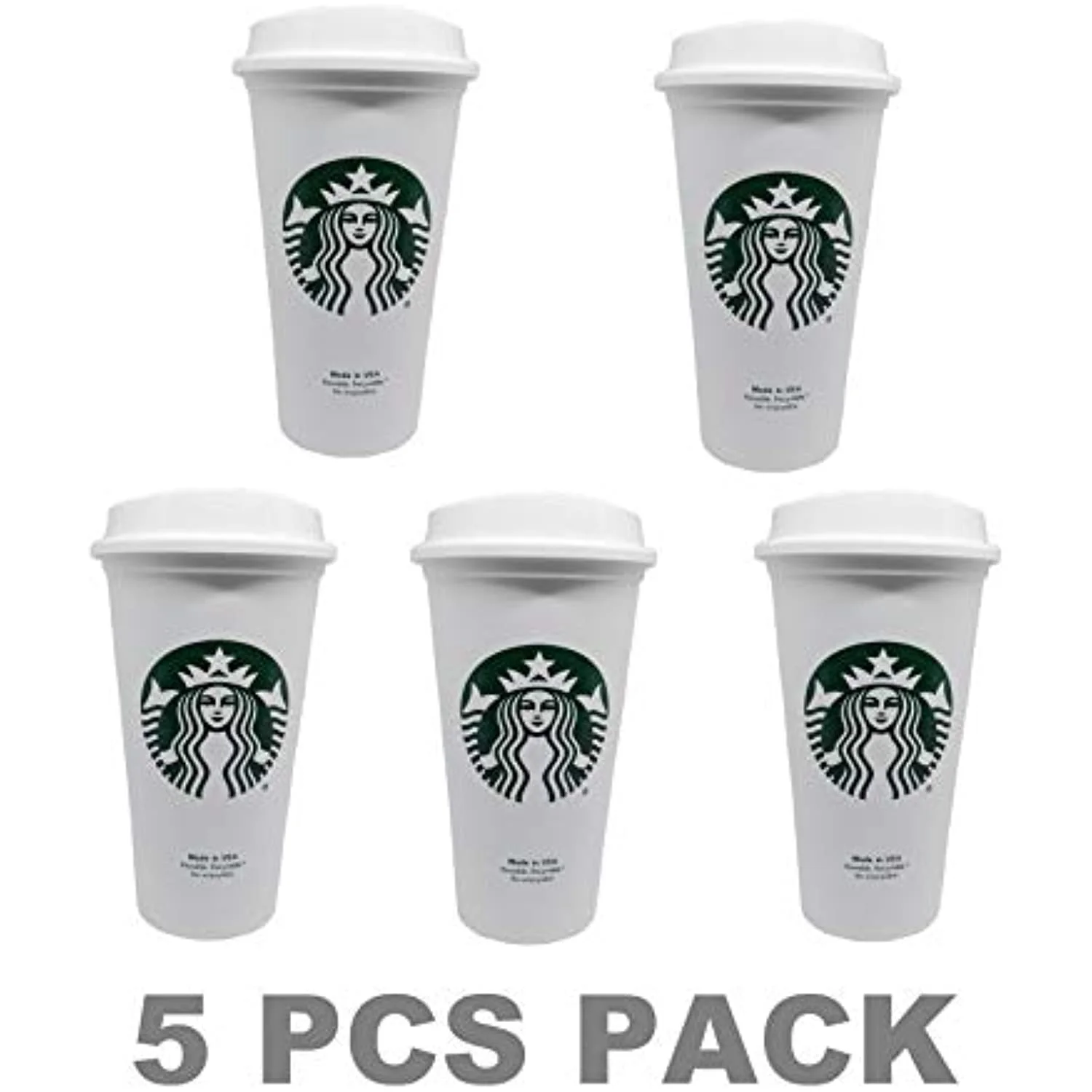 Starbucks Reusable Travel Cup To Go Coffee Cup (Grande 16 Oz) 5 Pack
