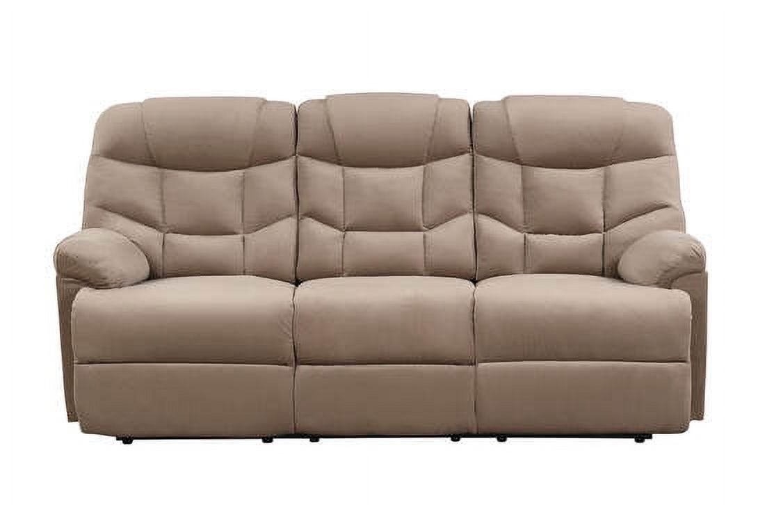 Modern 3 Piece Reclining Living Room Set Sofa Loveseat Chair Polyester Fabric Manual Recliners in Mocha Color