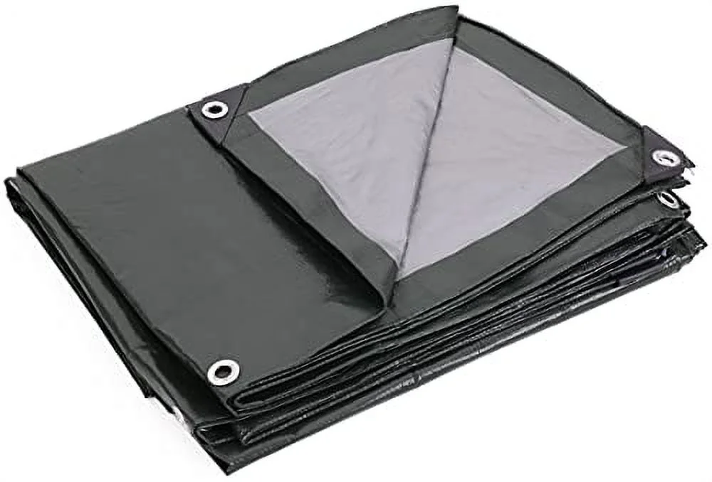 Kotap 10-ft x 12-ft Heavy-Duty 12 by 12 Cross Weave 8-mil Reversible Green/Silver Poly Tarp, Item: TGS-1012