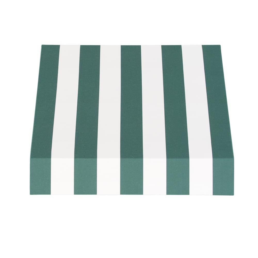 Awntech 3.375 ft New Yorker Fixed Awning Acrylic Fabric, Forest/White Stripe