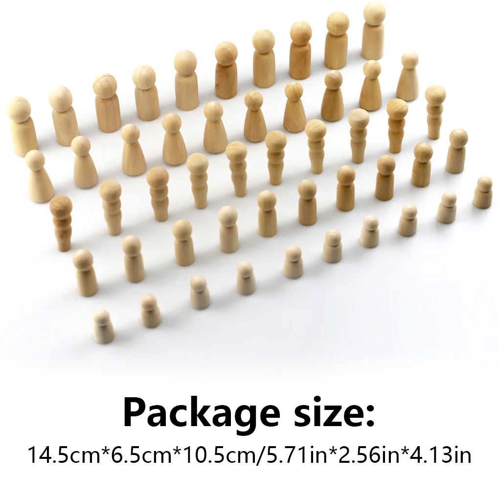 Pack of 50 Peg Dolls Wooden Pegs People Wood Figure Toys