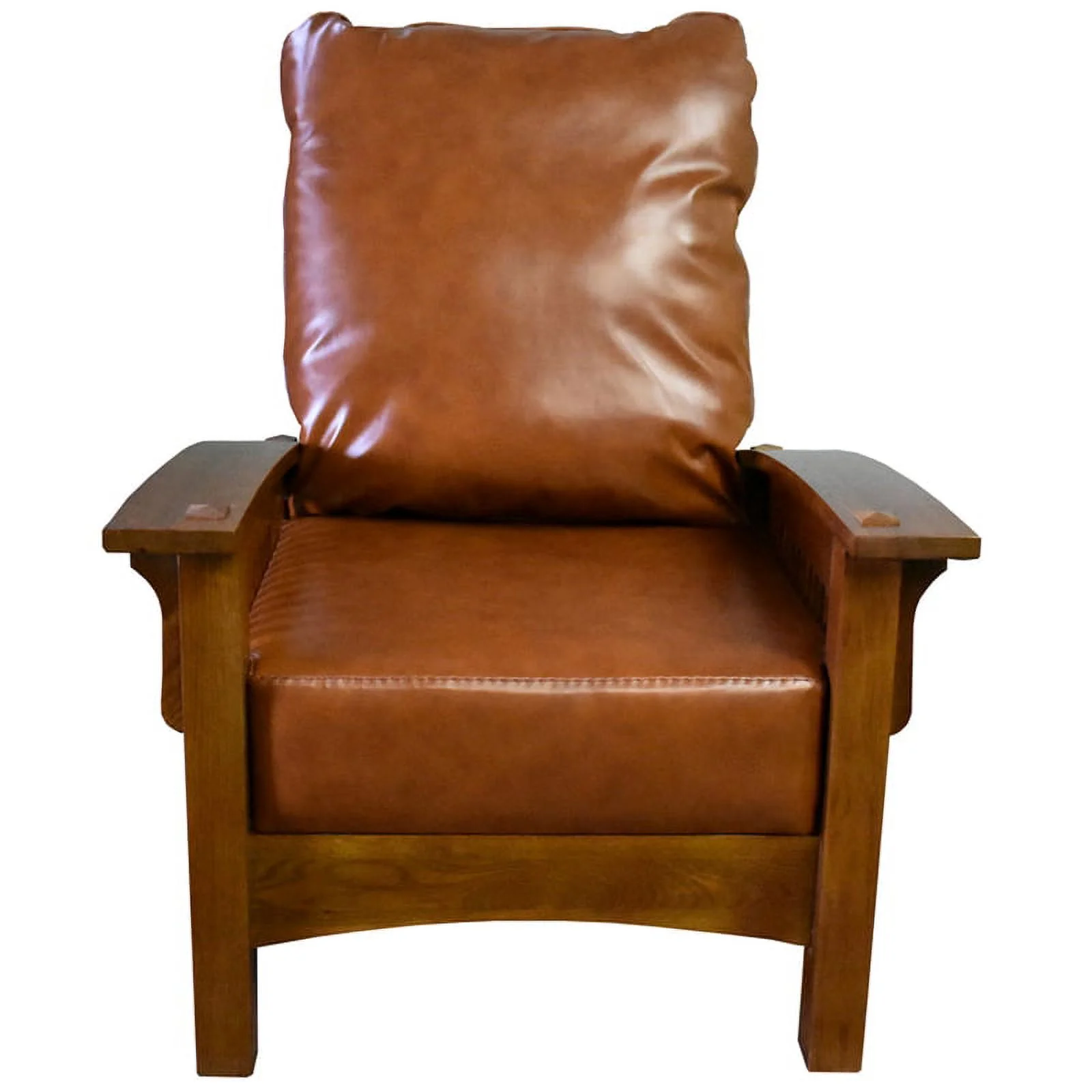 Crafters and Weavers Arts and Crafts Leather Morris Chair in Reddish Brown