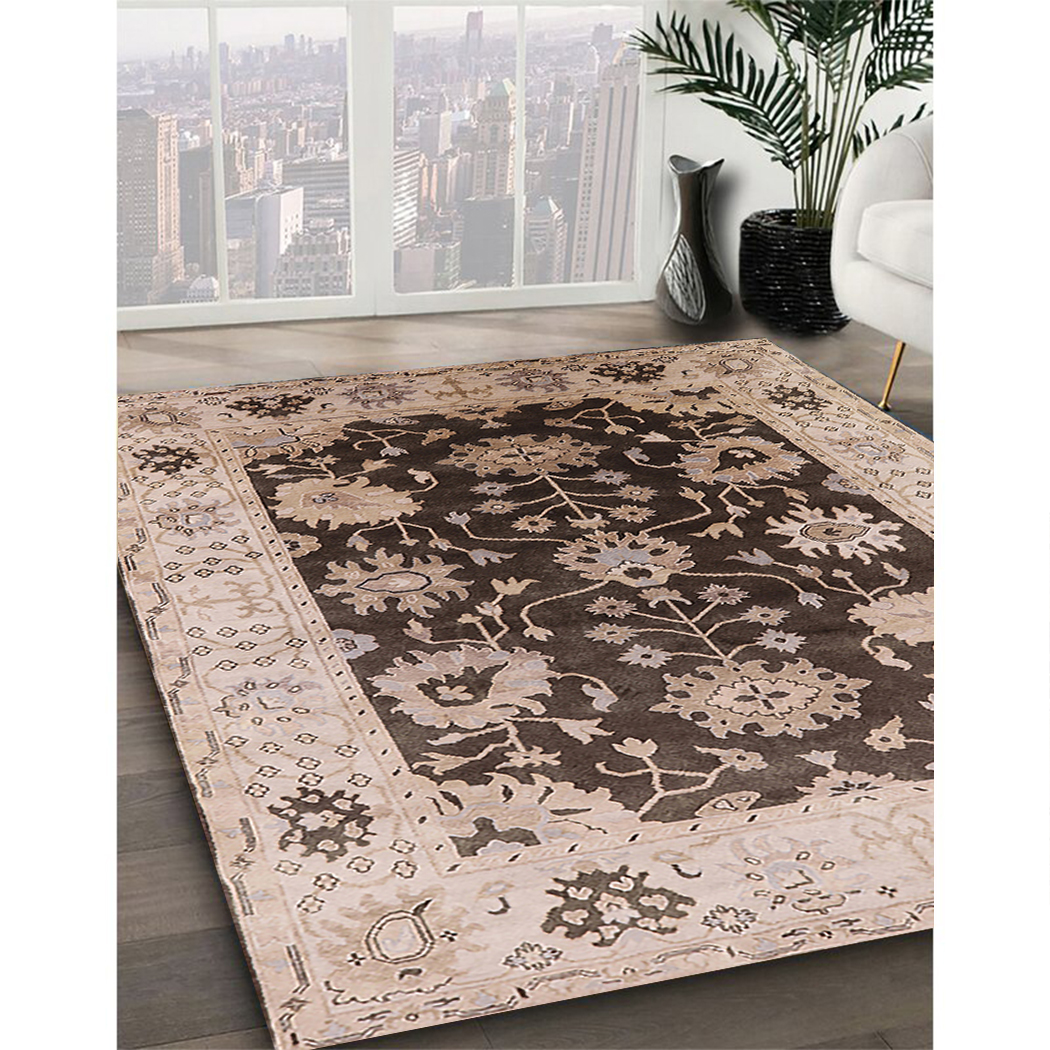 Ahgly Company Indoor Rectangle Mid-Century Modern Reddish Brown Oriental Area Rugs, 2' x 5'