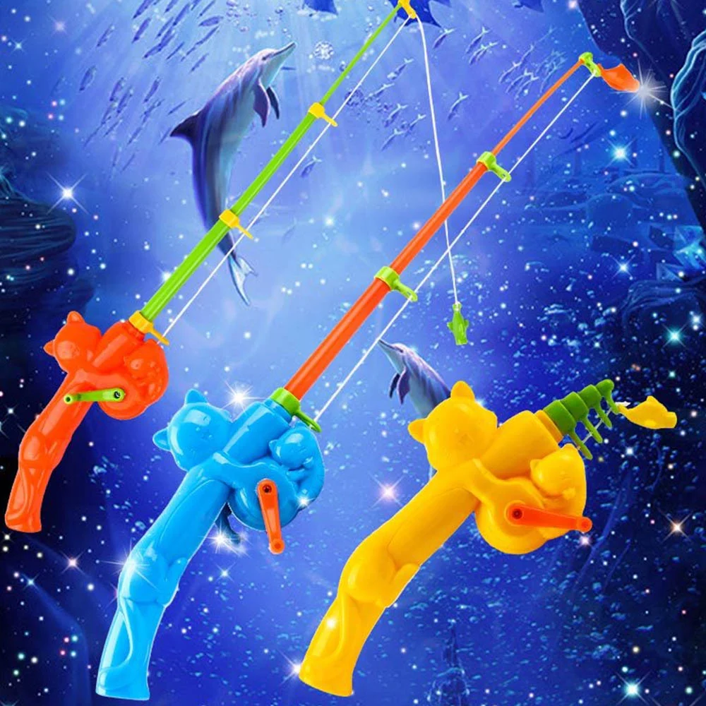 1 pcs Fishing Games Children Magnetic Fish Rod Toy Plastic Retractable Pole for Kids random color