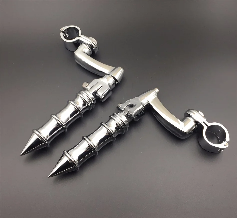 HTT-MOTOR Chrome Peg Mounting Kit with Foot Peg For Bike Equipped with 1 inch (1
