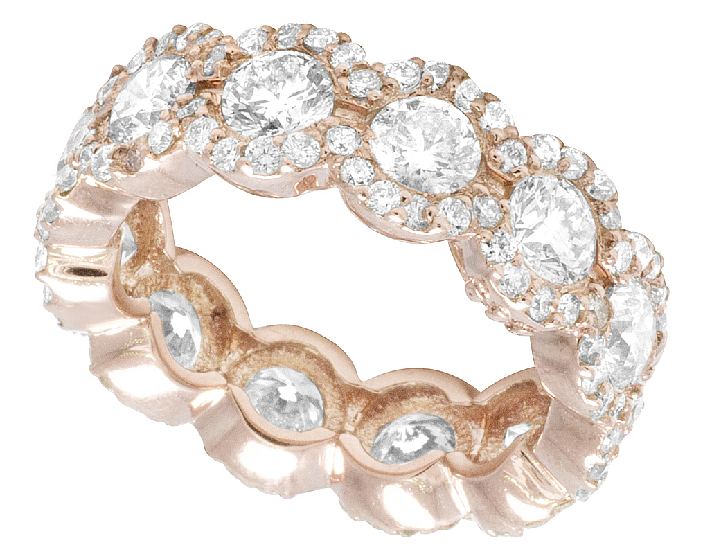 14K Rose Gold Real Diamond Halo Eternity Ring 3.5 CT 7MM