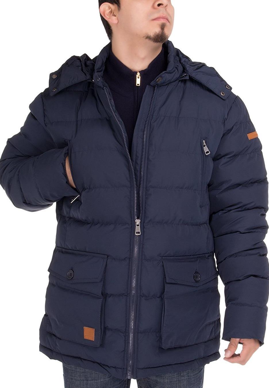 Mens Navy Blue Coat Luciano Natazzi Thermal Padded Down