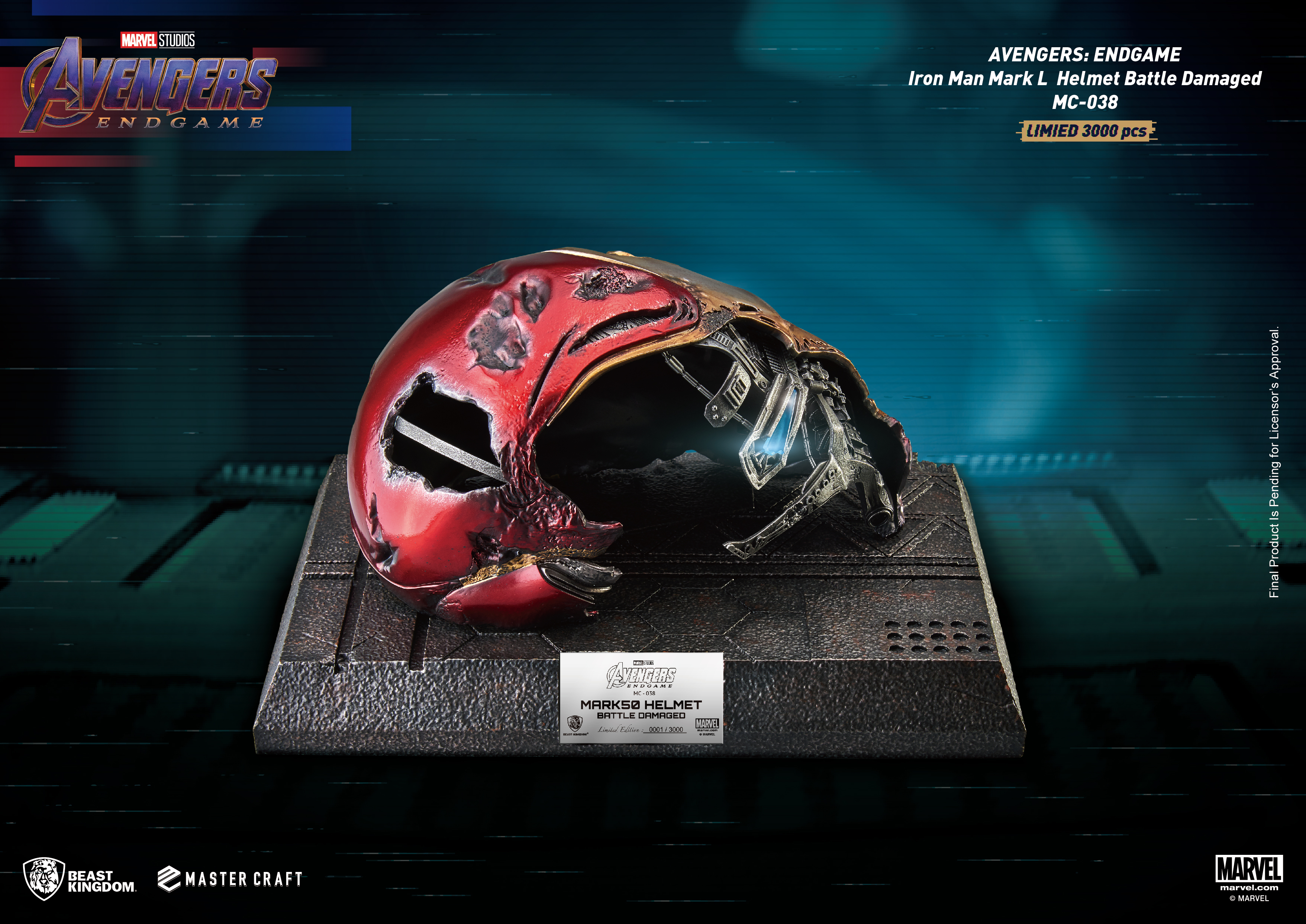 Marvel Avengers Endgame: Iron Man Mark 50 Helmet Battle Damaged Master Craft Statue