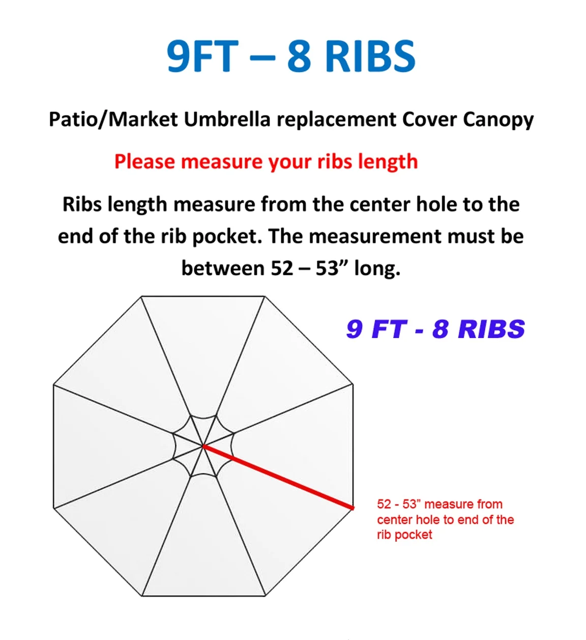 BELLRINO DECOR Replacement Green Umbrella Canopy for 9ft 8 Ribs (Canopy Only)
