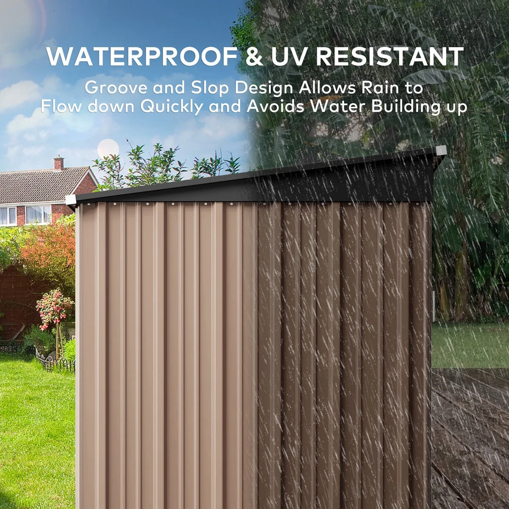 Aiho 6'x 4' Outdoor Storage Shed with Lockable Doors & basic frame for Garden Backyard Patio Lawn - Light Brown