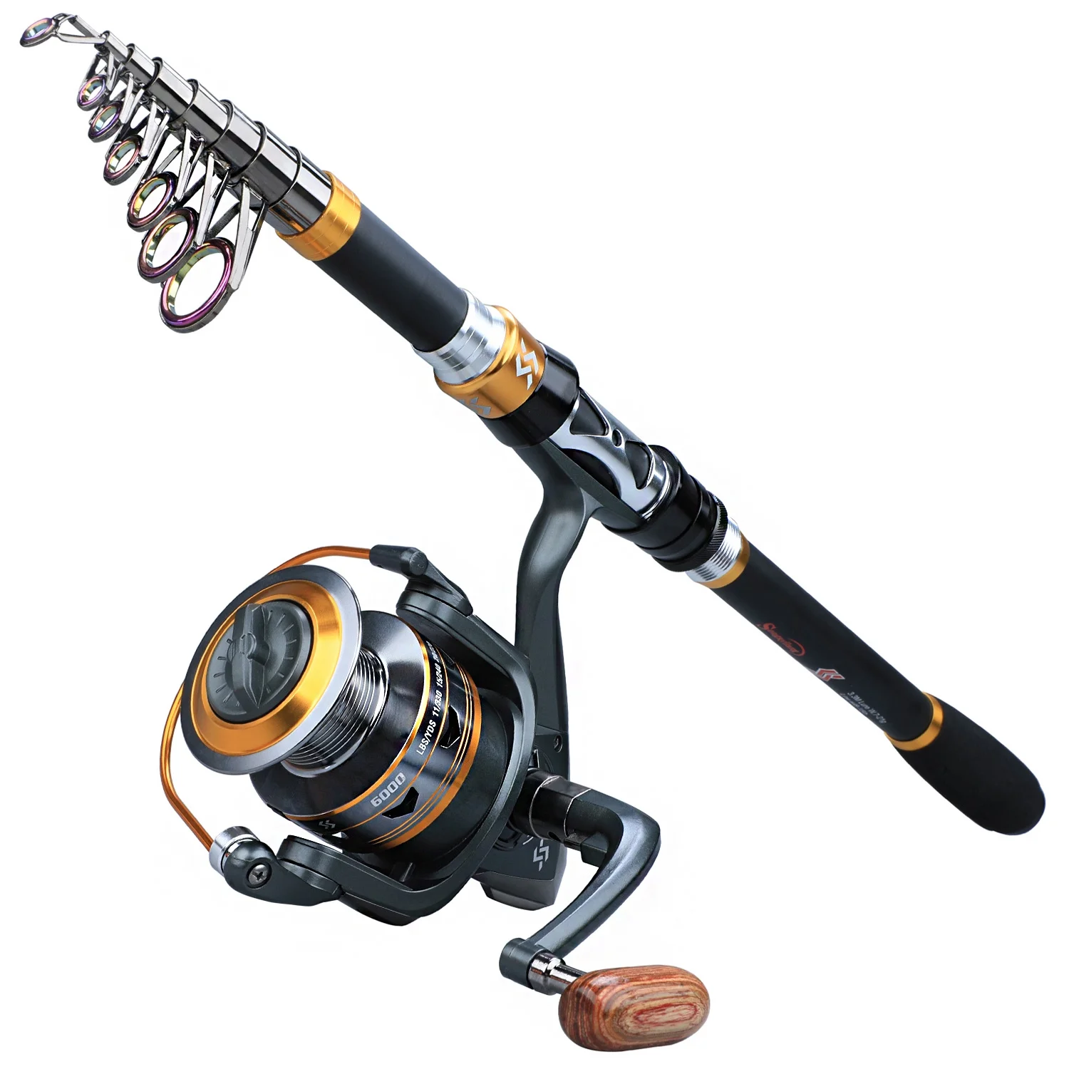 Sougayilang Telescopic Fishing Rod and Spinning Fishing Reel Combo Surf Fishing Pole Reel Set