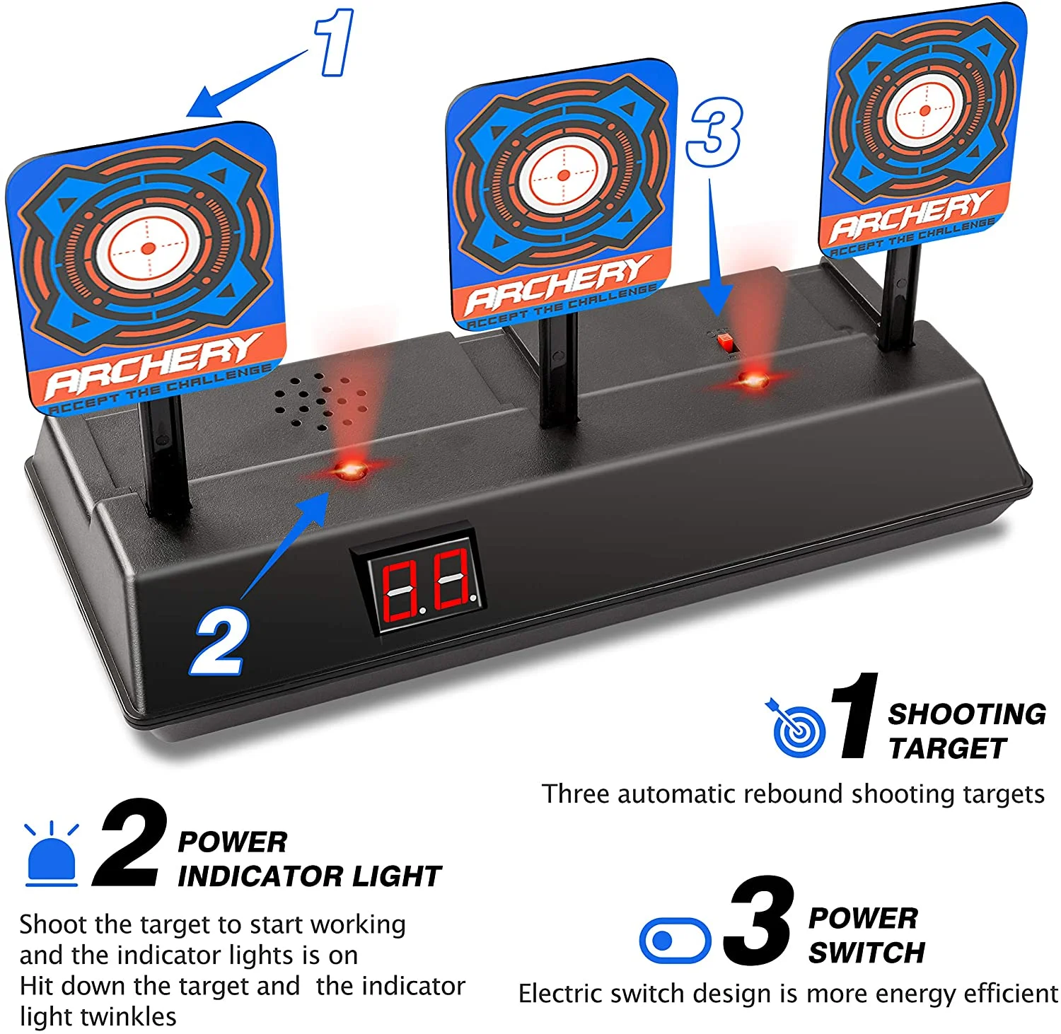 Nufazes Electric Scoring Auto Reset Shooting Digital Target for Nerf Guns Shooting Target