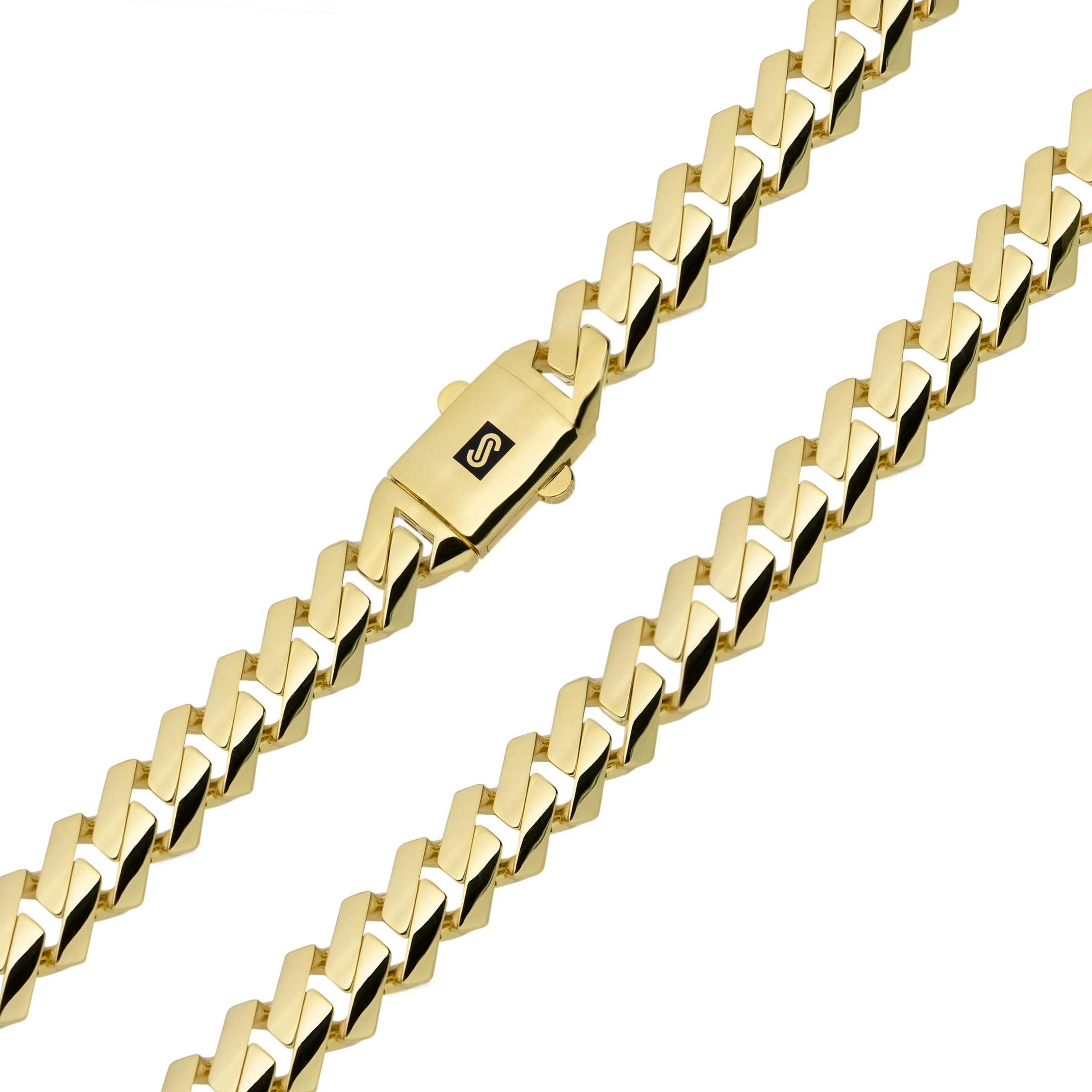 Monaco Chain Miami Cuban Edge Royal Link Unisex Adult Chain Necklace Real 10K Yellow Gold - Hollow, Bayam