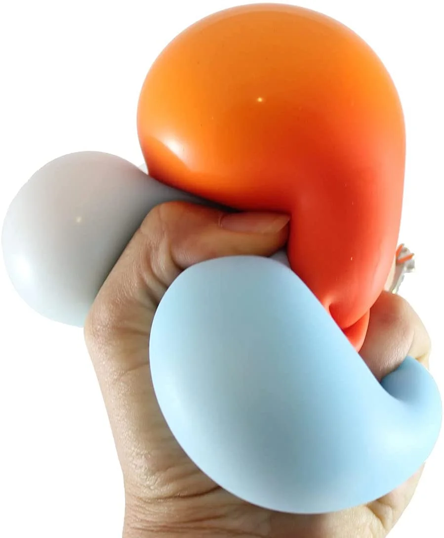 2 Stretchy Squishy Squeeze Stress Balls - Cream Doh Filled Sensory, Fidget Toy- Gooey Squish OT (Random Colors)