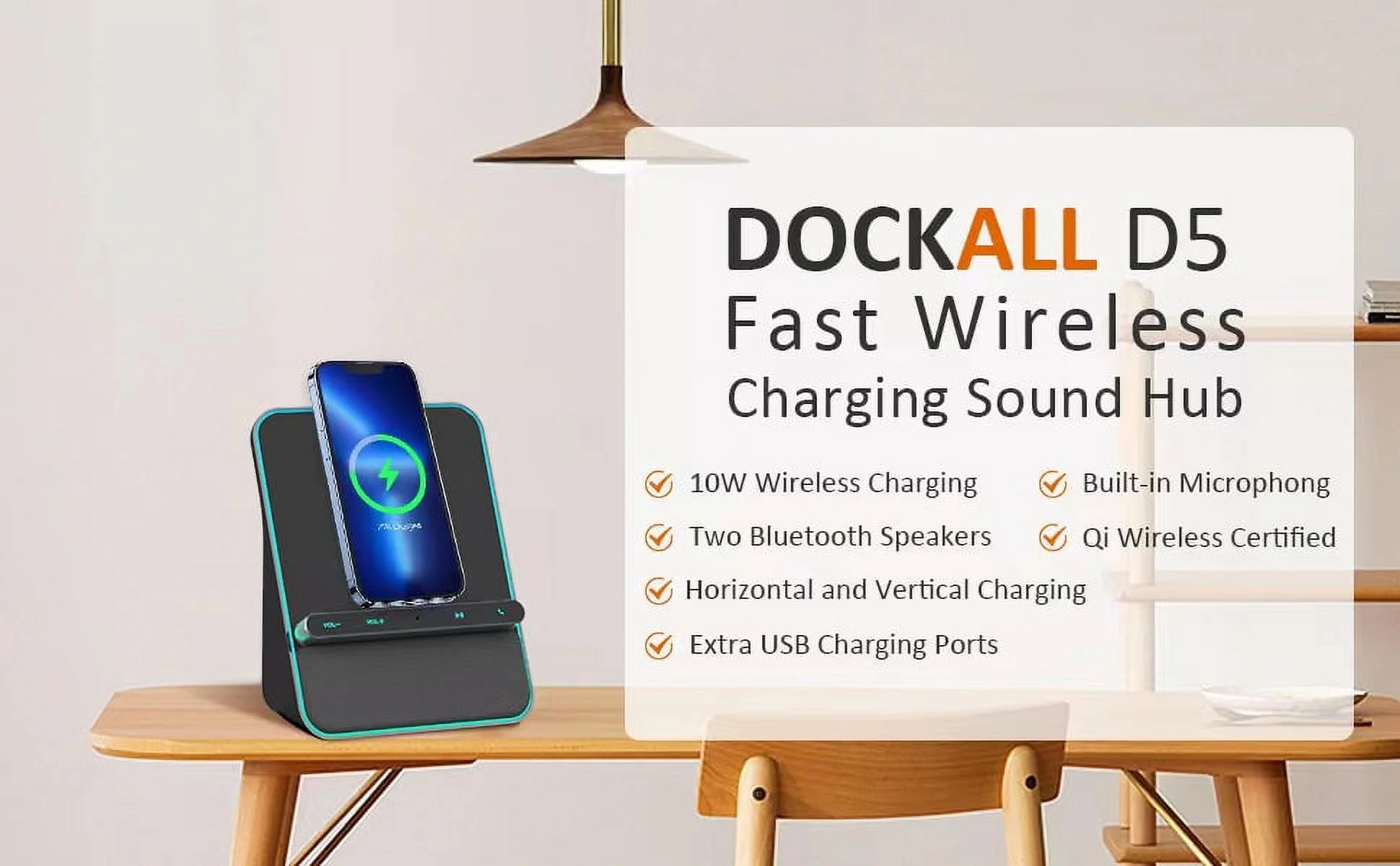 Fast Wireless Charging Bluetooth Speaker & Handsfree Call & Type C charging Port 5 in 1 Sound Hub