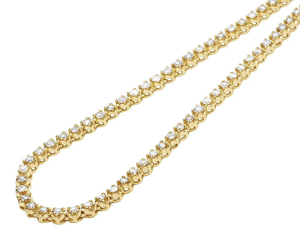 10K Yellow Gold Tennis Choker Toni Set Diamond Chain Necklace 4mm 21