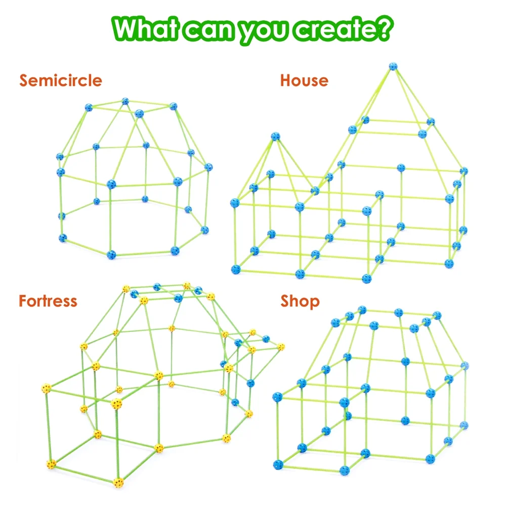 2BK Fort Building Kit for Kids,155pcs Forts Construction Builder Gift Toys for Boys and Girls,Fort Building Set Play Tent Rocket Castle Indoor Outdoor