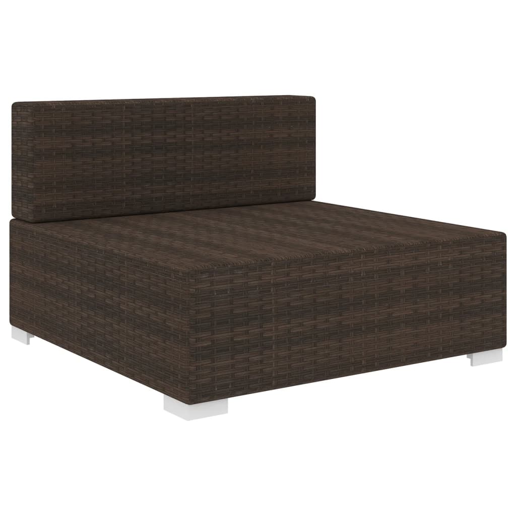 Festnight Sectional Middle Seat with Cushions Poly Rattan Brown