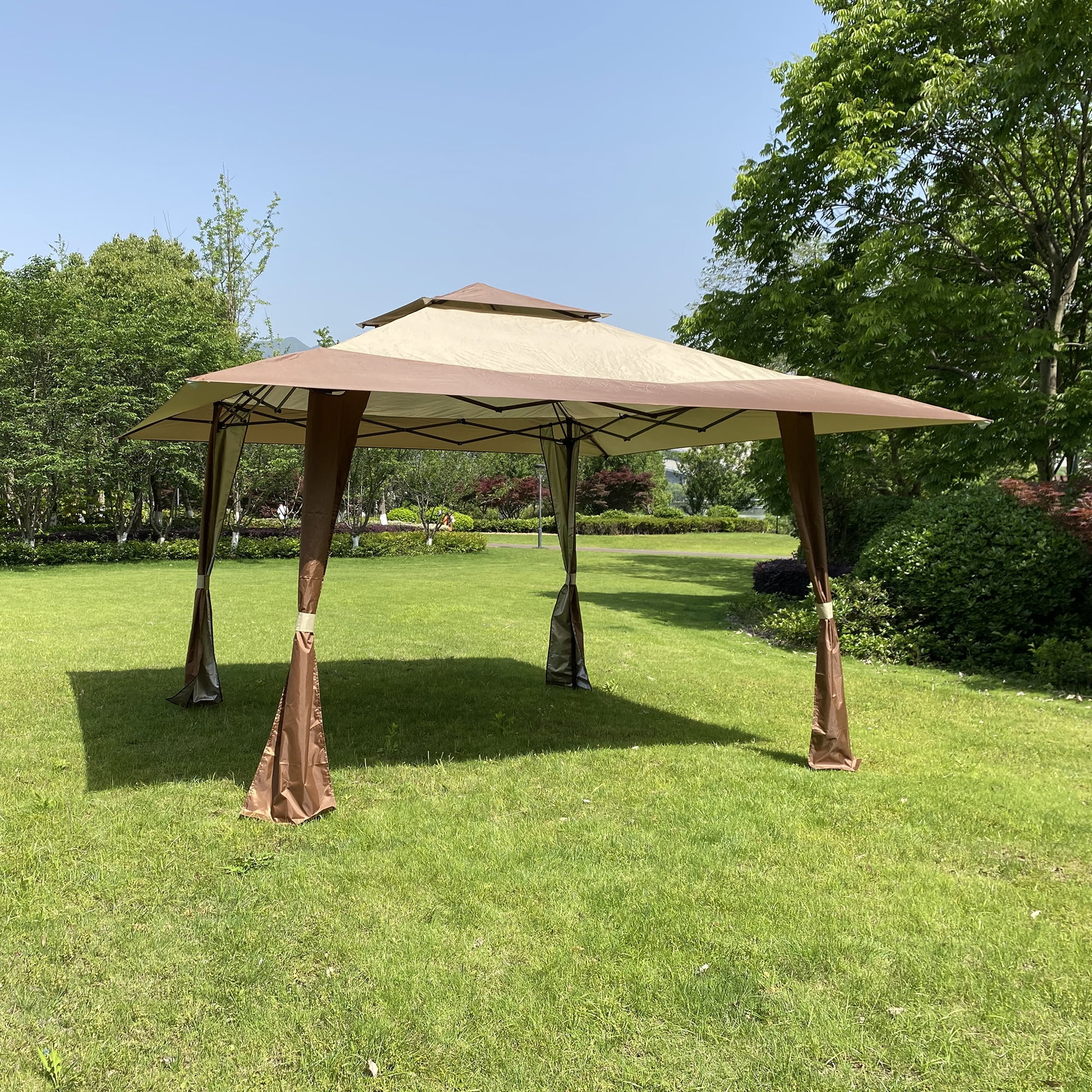 Outdoor 13x13 Ft Canopy,Patio Pop-up Gazebo Canopy Tent With Corner Curtain,Suitable For Backyard, Party,Camping,Coffee