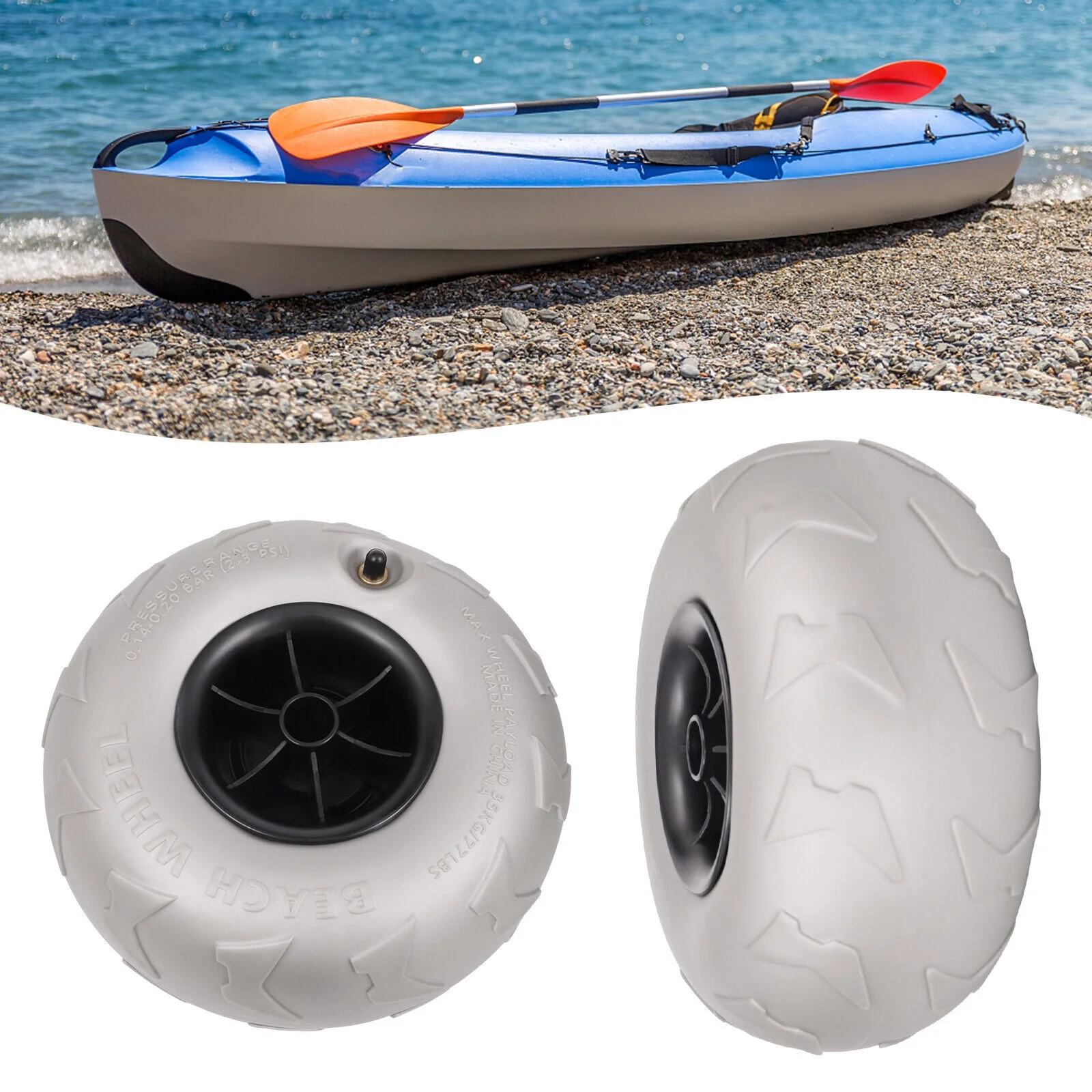 ZhdnBhnos 2pcs 9'' Balloon Beach Inflatable Wheels Replacement Sand Tire PVC for Kayak Dolly Canoe Buggy Cart