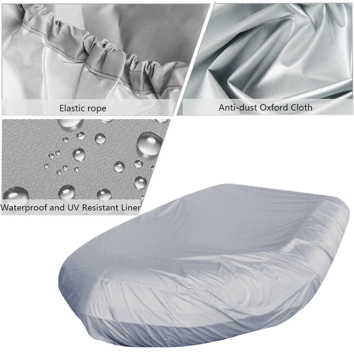 210D V Shape Marine Boat Cover Waterproof Dustproof Anti-UV Rain Snow Inflatable Boat Dinghy Fishing Rubber Boat Universal Kayak Cover