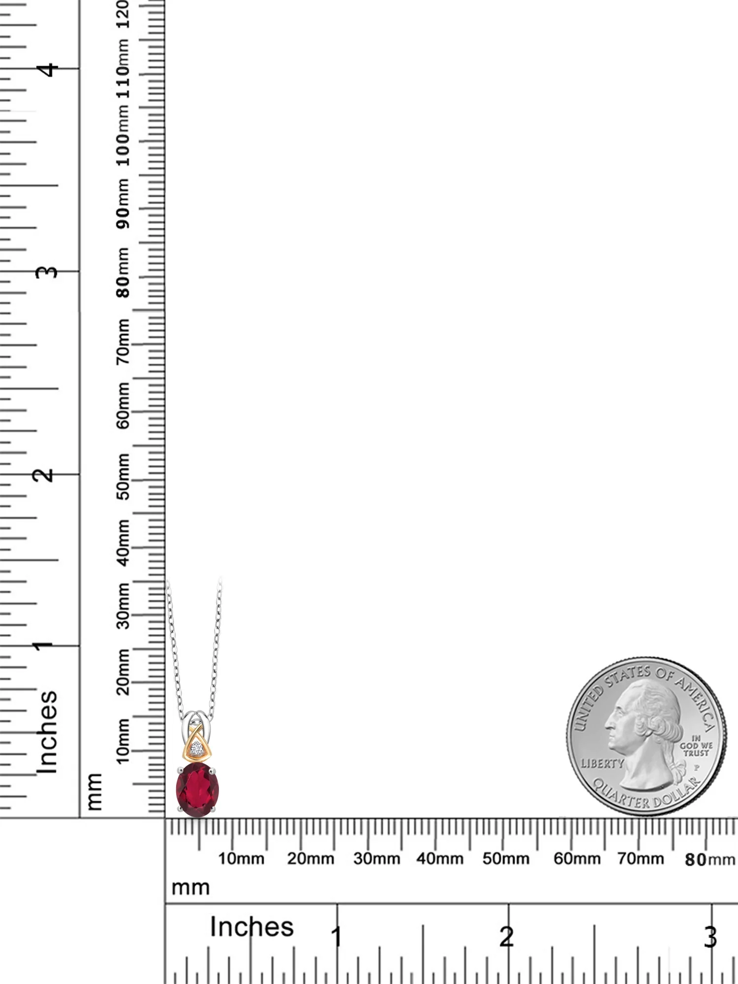 Gem Stone King 1.32 Ct Red Mystic Topaz G-H Lab Grown Diamond 925 Silver and 10K Yellow Gold Pendant with Chain