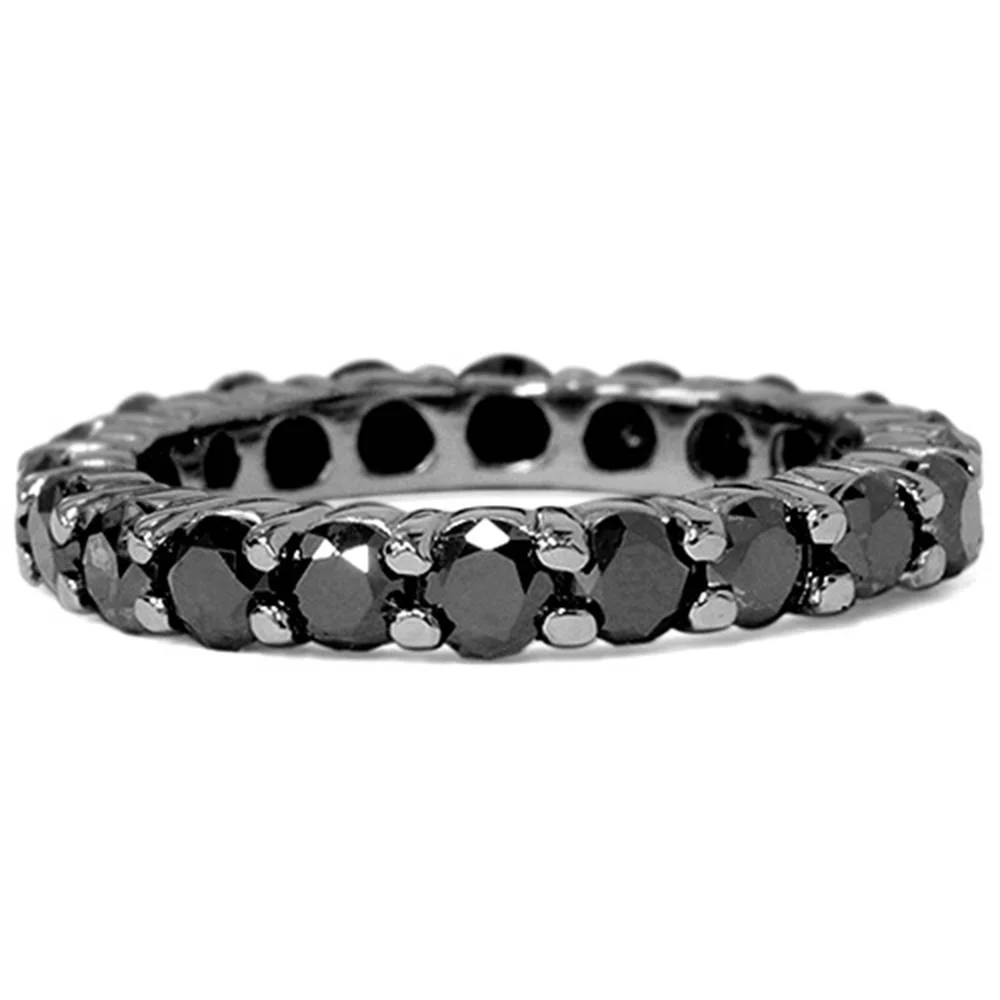 Pompeii3 2 CT Black Diamond Eternity Ring 10K Black Gold