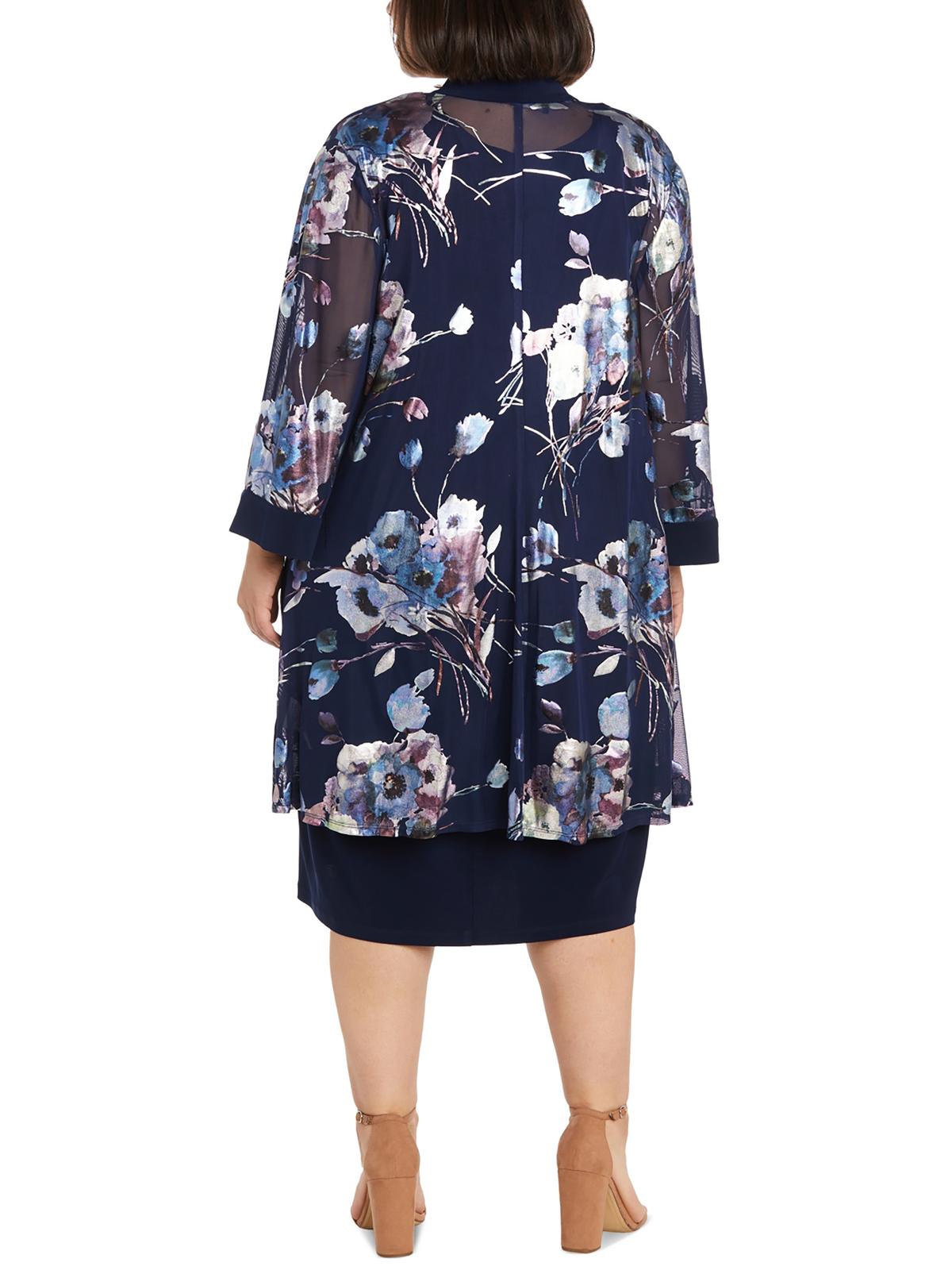 R&M Richards Womens Plus 2PC Jacket Midi Dress