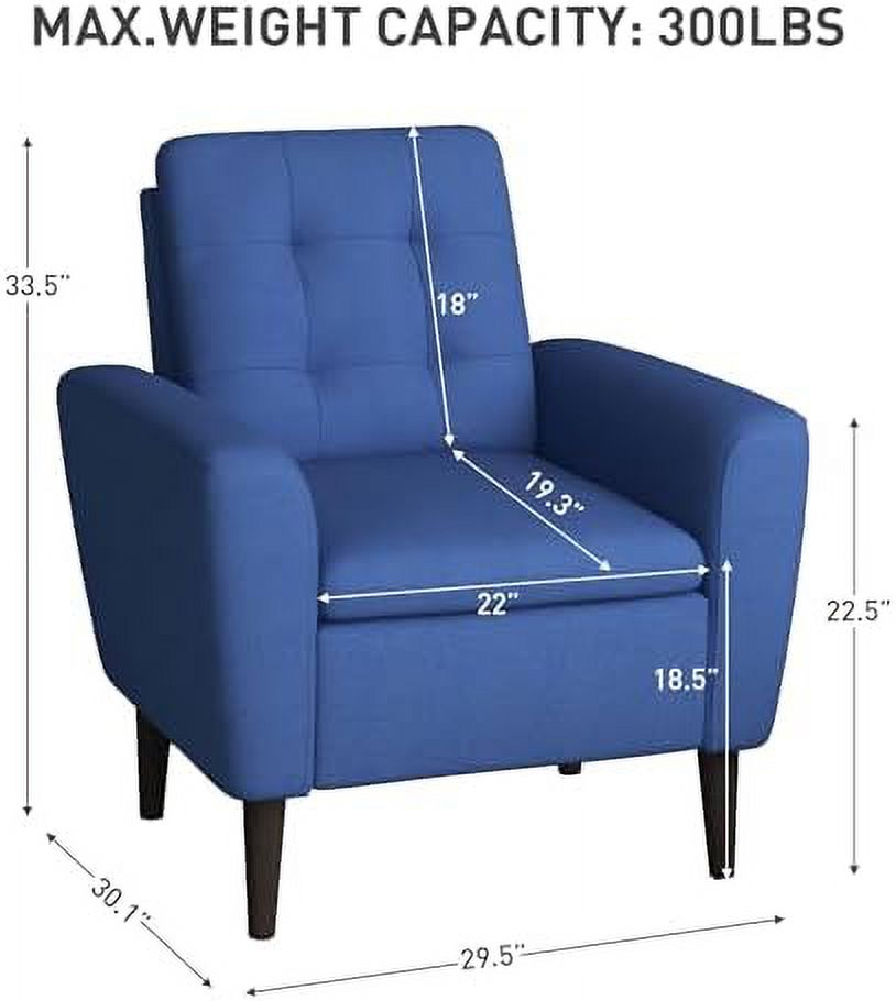 RUNFAYBIU Mid Century Modern Accent Chair Upholstered Fabric Living Room Chair Comfy Armchair for Living Room Bedroom  Yellow