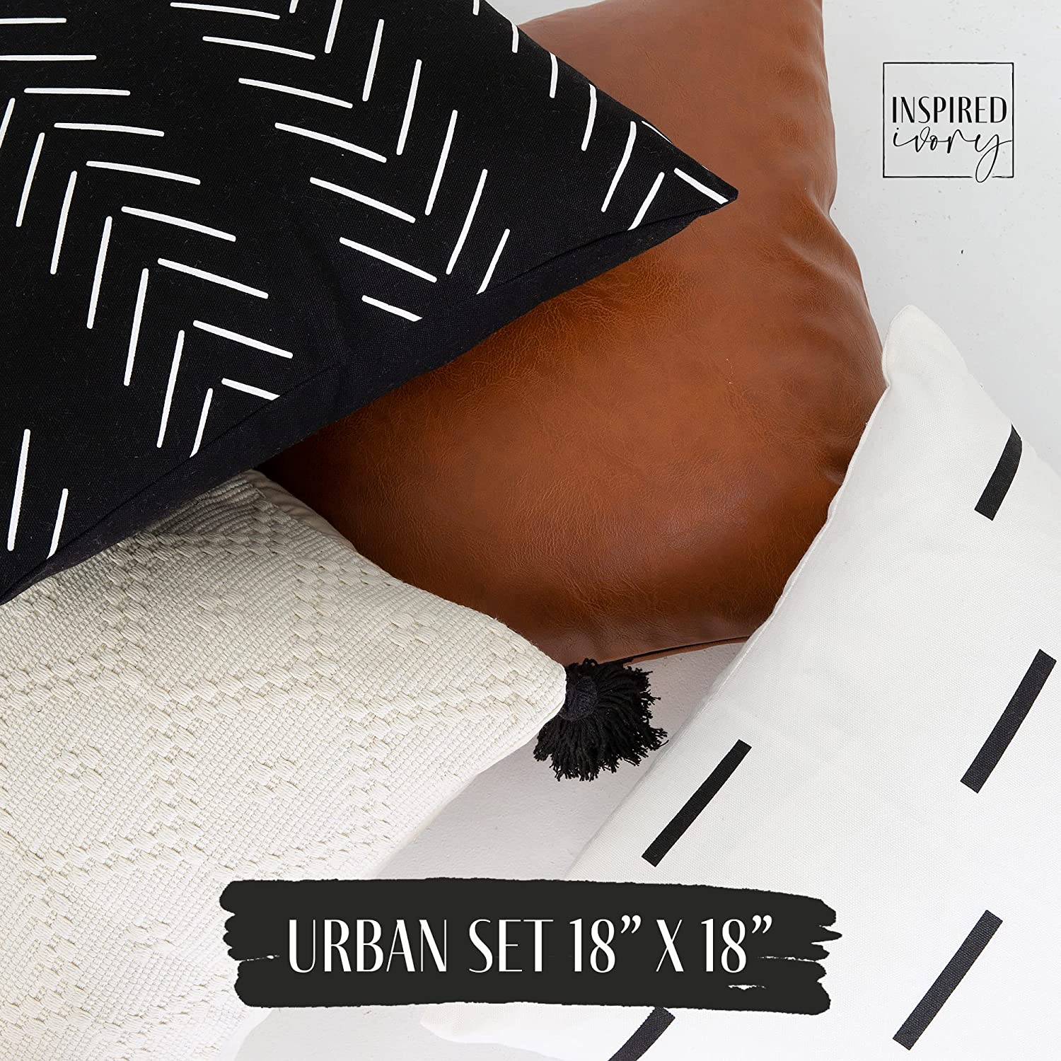 Throw Pillow Covers And Cases, Set Of 4, 18? X 18? - Modern, Boho, Decorative Cover Sets For Pillows - Couch, Bed, Home Decor - Variety Case Collection Of Unique Bedding And Accessories