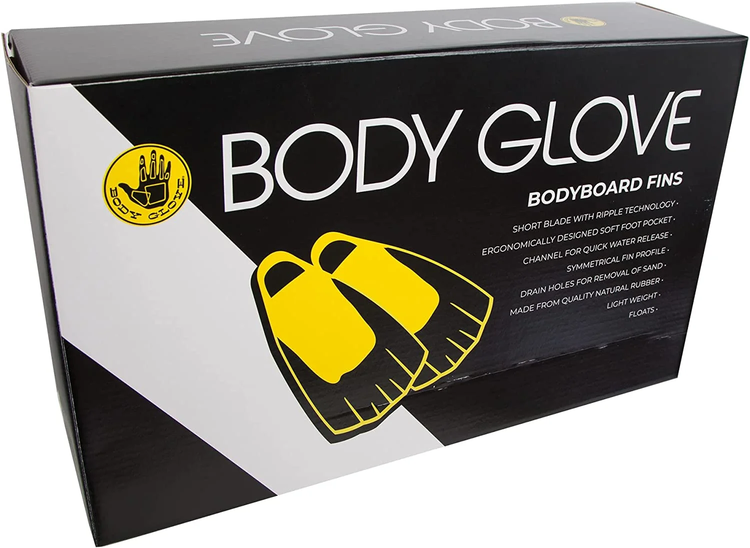 Body Glove Swim Fins | Comfortable Silicon Flippers for Men and Women| Swimfins for Thrust and Performance | Short Lightweight and Floats (Large, Black/Yellow )