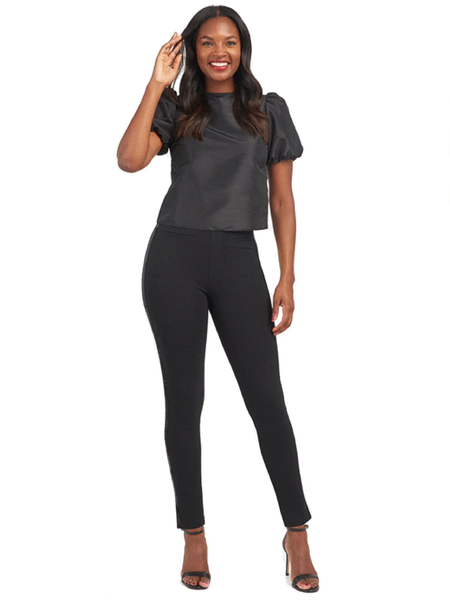 Spanx Ponte Skinny Pants with Sequin Tuxedo Legs Skinny - size Med