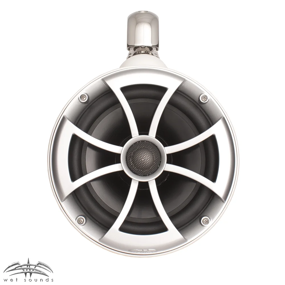 Wet Sounds ICON8-WSC ICON Series Swivel Clamp Wake Tower Speakers (pair) with Wet Sounds Suitz8 Speaker Covers