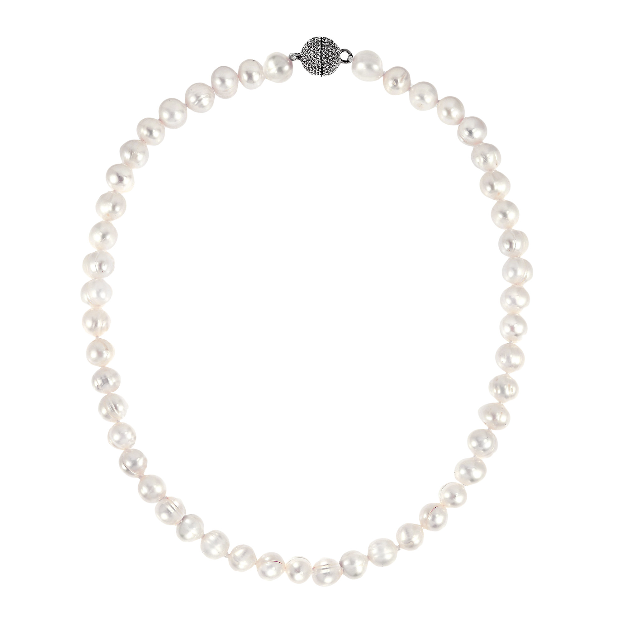 Classic Single Strand Natural Freshwater White Pearl Sterling Silver Necklace for Female Anniversary Jewelry Gift