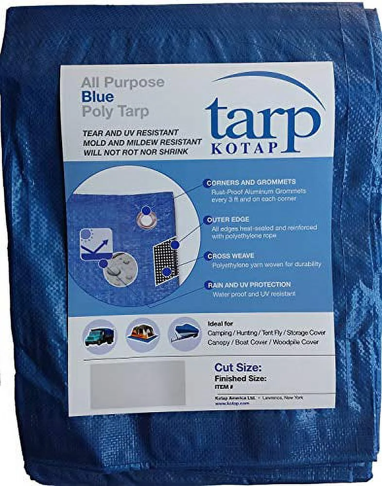 Kotap 15-ft x 25-ft General Purpose Blue Poly Tarp, Item: TRA-1525