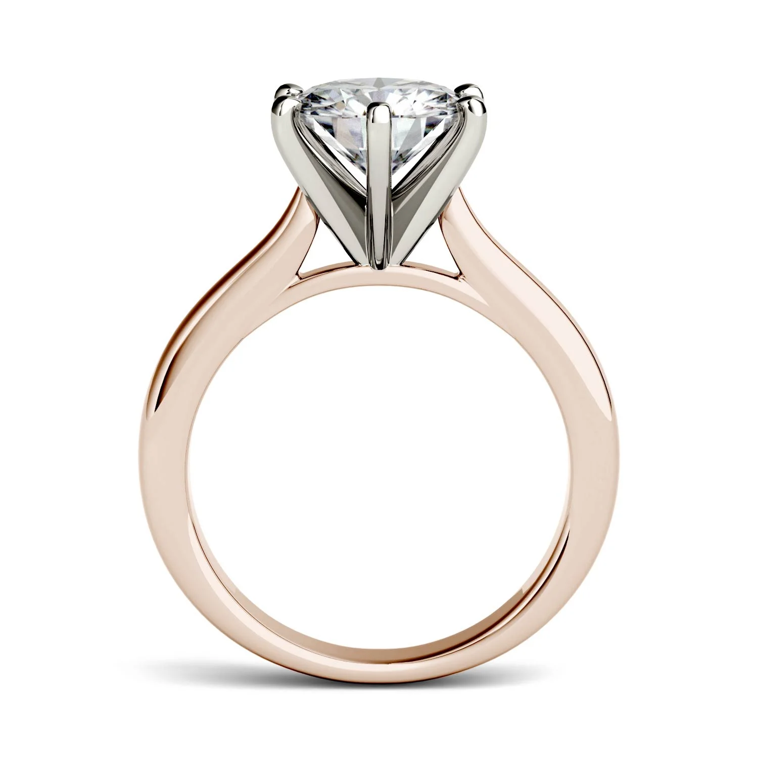 14K Rose Gold Moissanite by Charles & Colvard Round Solitaire Engagement Ring 1.90 DEW