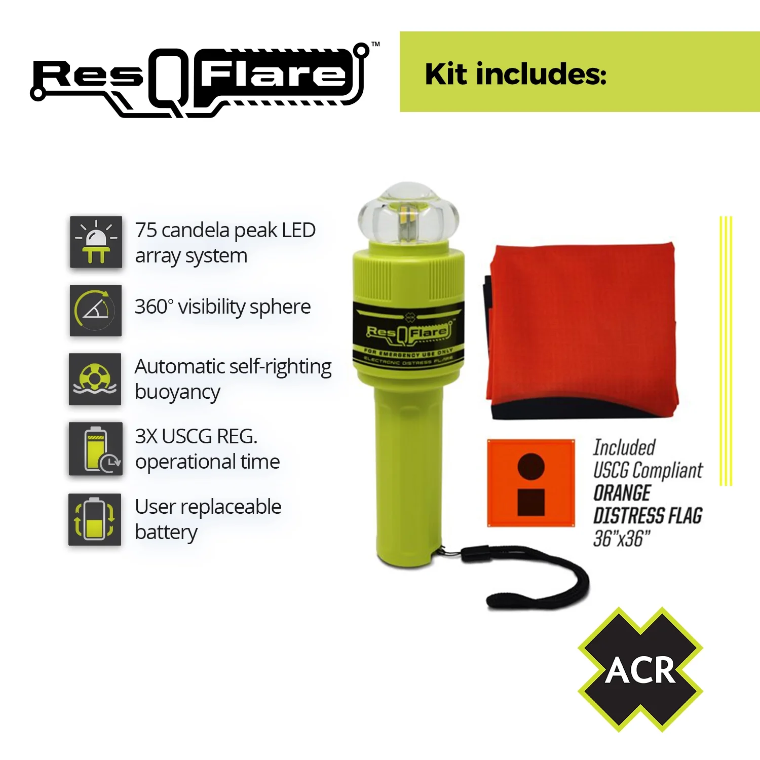 ACR 2356 ResQKit Survival Kit | Boating Safety Kit | E-Flare, Personal Locator Beacon, Strobe Light