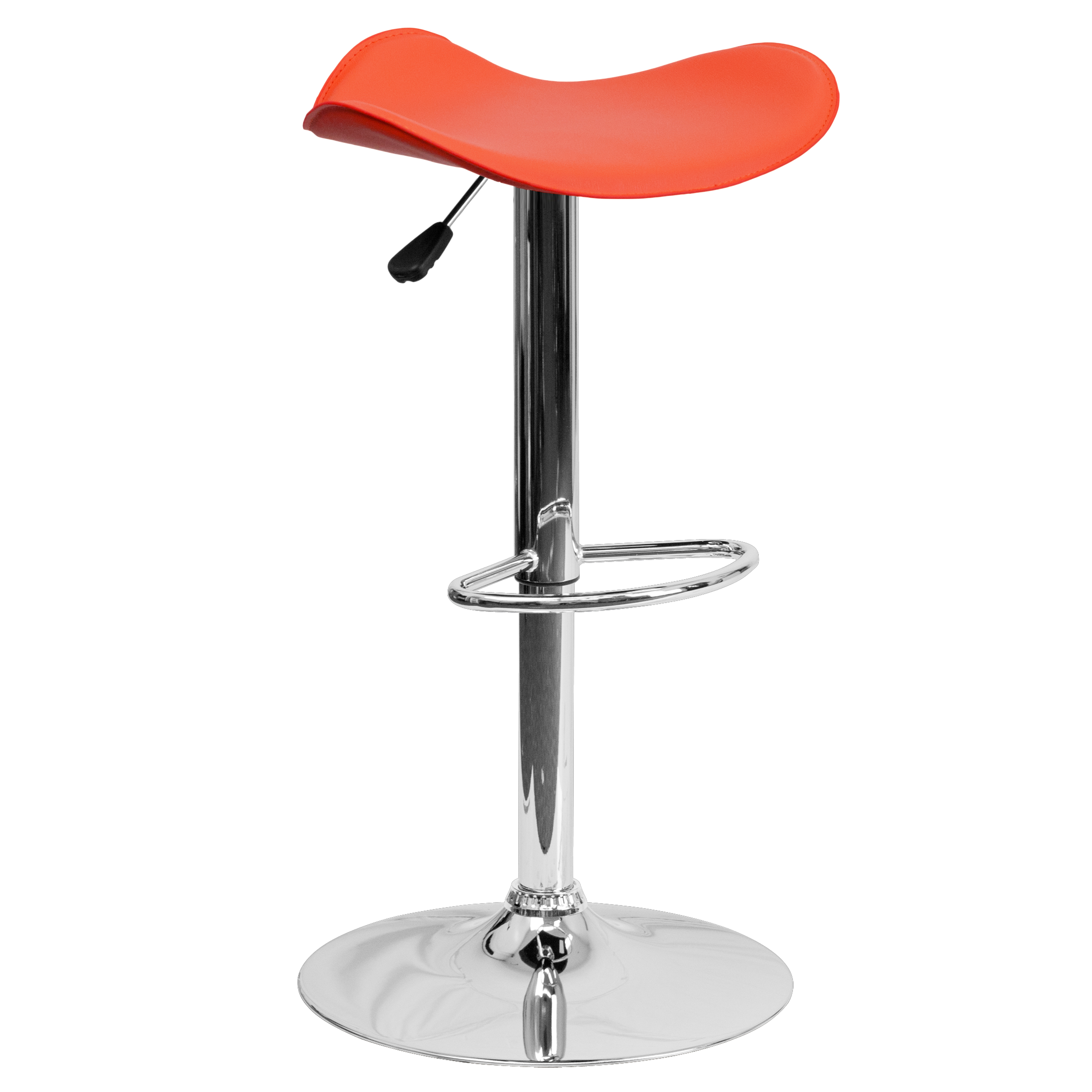 BizChair Contemporary Orange Vinyl Adjustable Height Barstool with Wavy Seat and Chrome Base