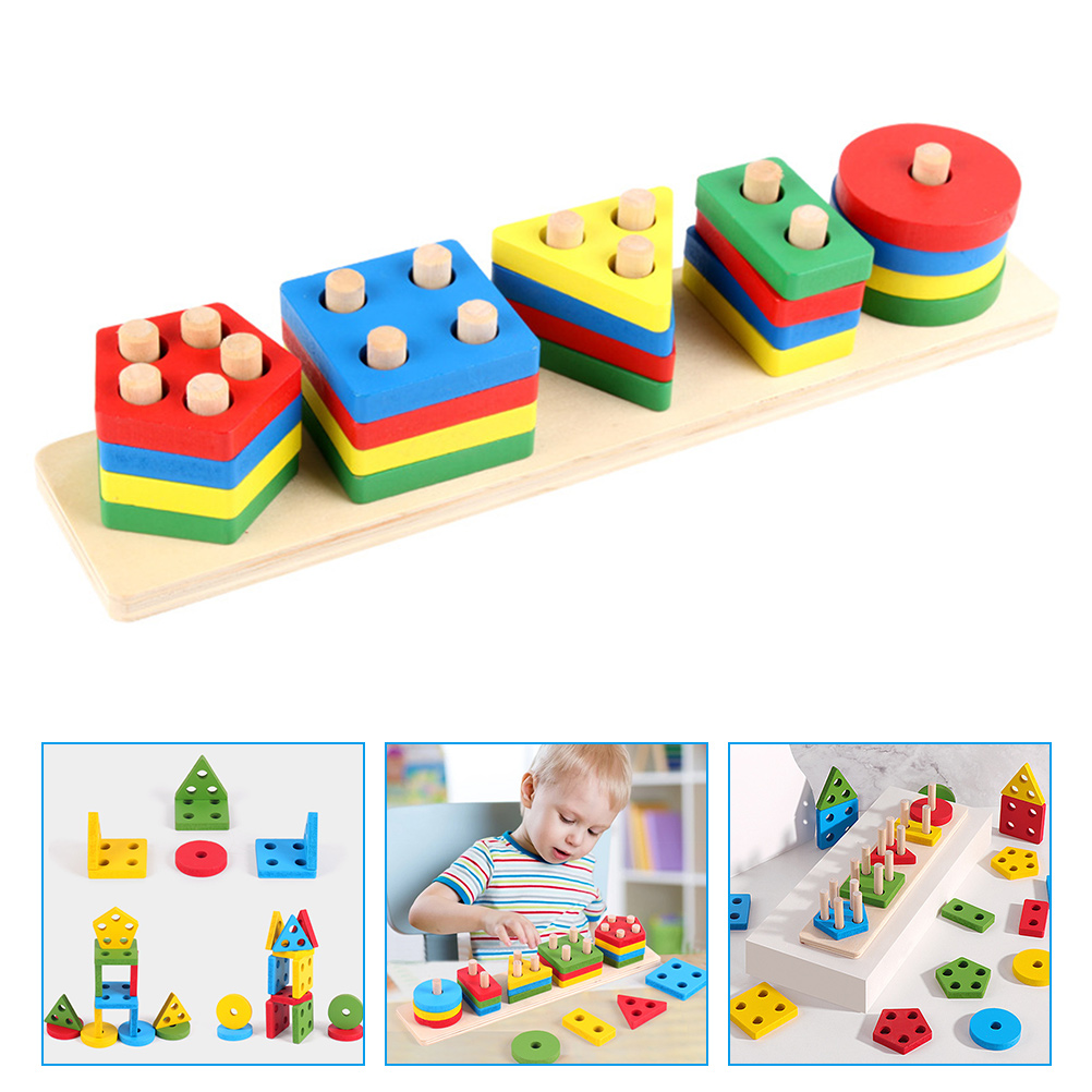 5 Sets  of Geometric Shape Matching Blocks Geometry Learning Matching Sorting Toys Preschool Toys