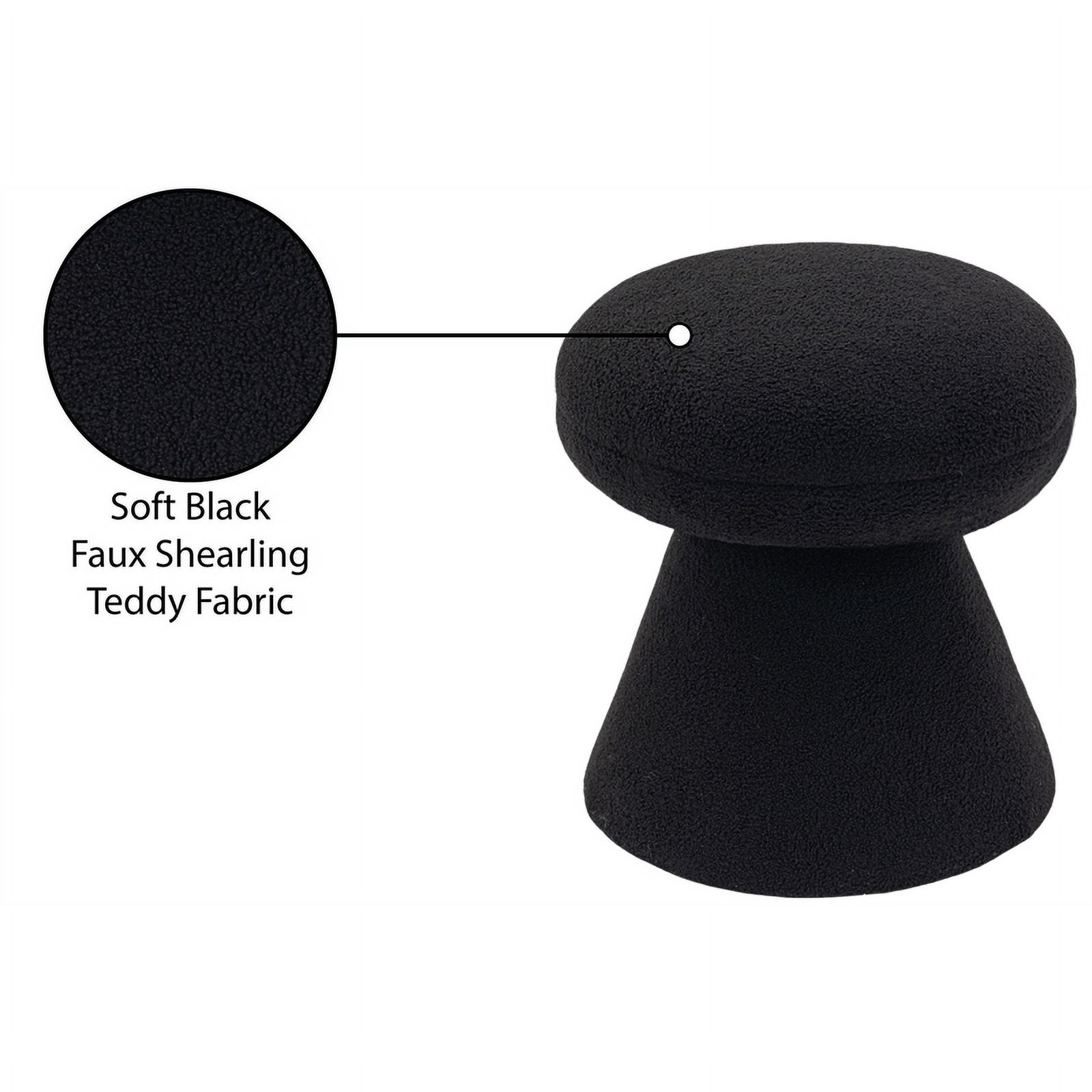 Meridian Furniture Drum Black Faux Shearling Teddy Fabric Ottoman/Stool