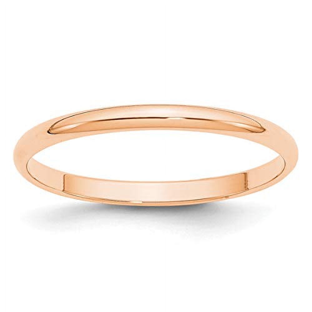 Saris and Things 10K Rose Gold 2mm Light Weight Half Round Band Ring Size 8