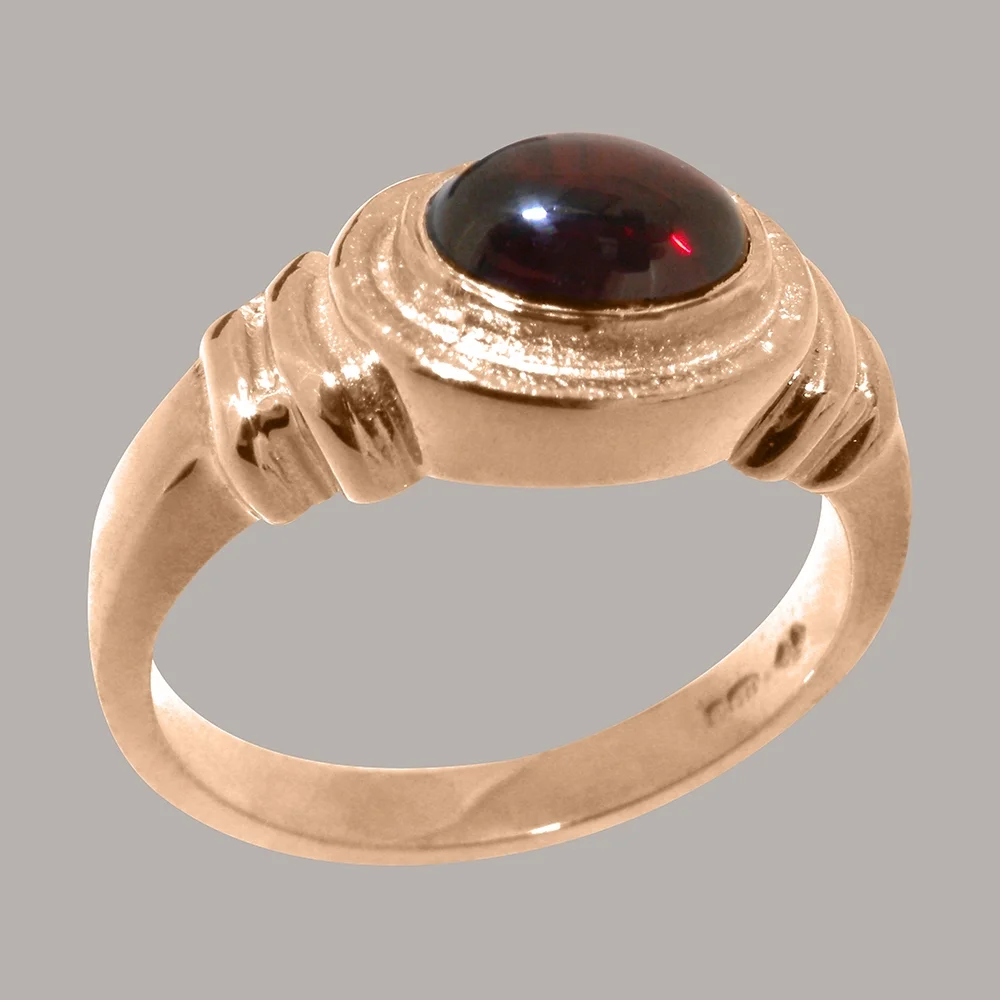 LBG British Made 9k Rose Gold Natural Garnet Unisex Engagement Ring - 33 size options - Size 10