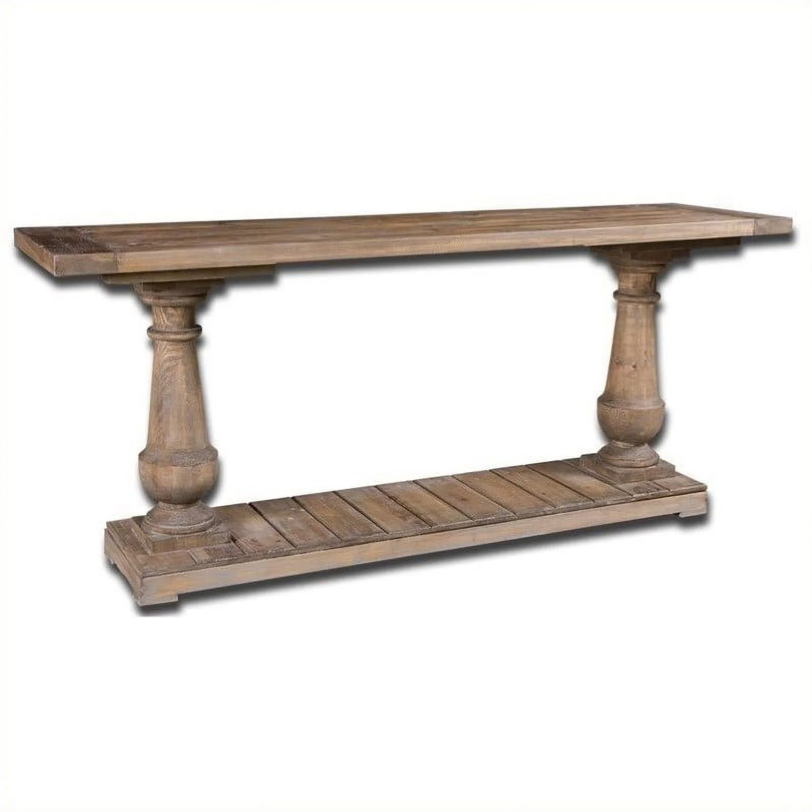 Allora Rustic Reclaimed Fir Console Table in Stony Gray Wash