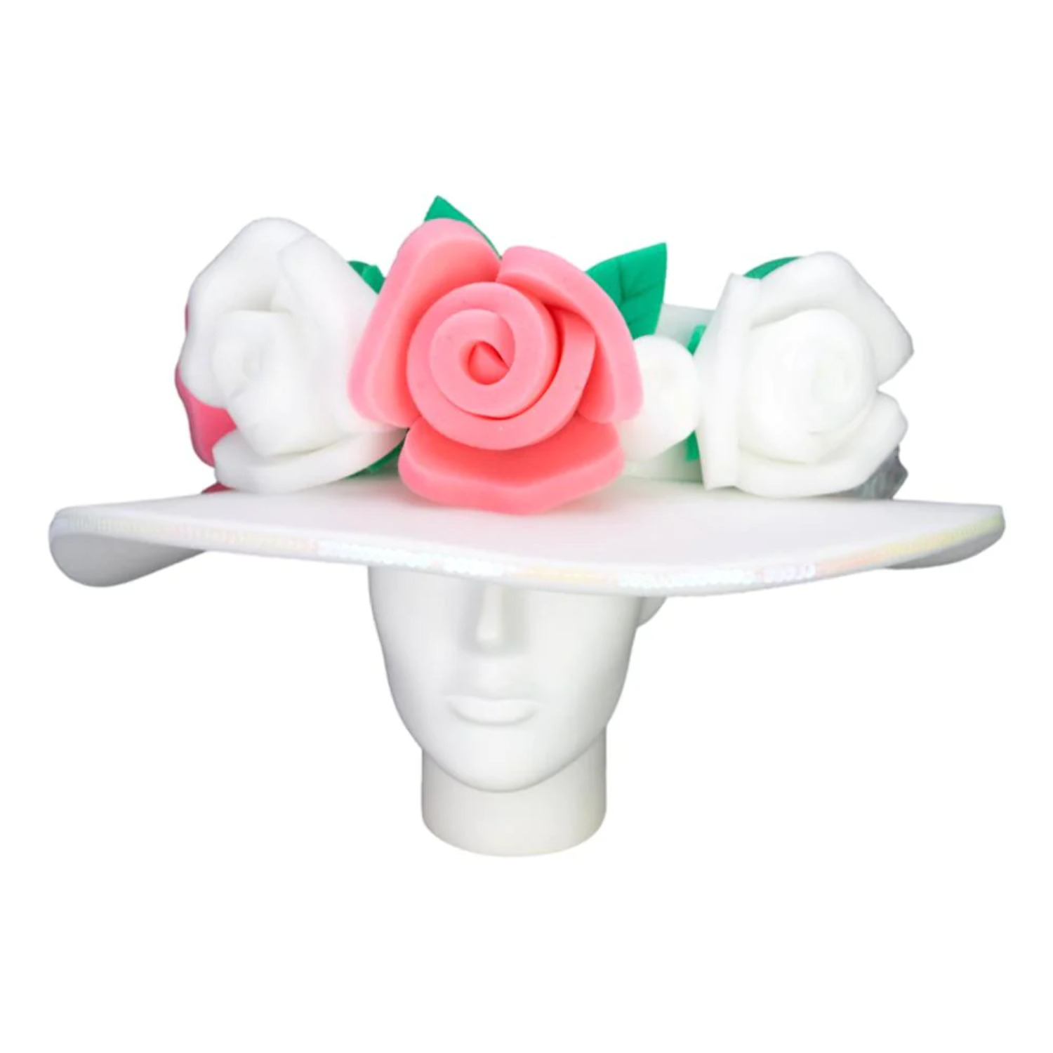 Foam Party Hats Roses Bride Large Pamela - Luxurious Bride Barge Pamela - Bride Wide Brim Hat - Derby Hat - Cocktail Hat